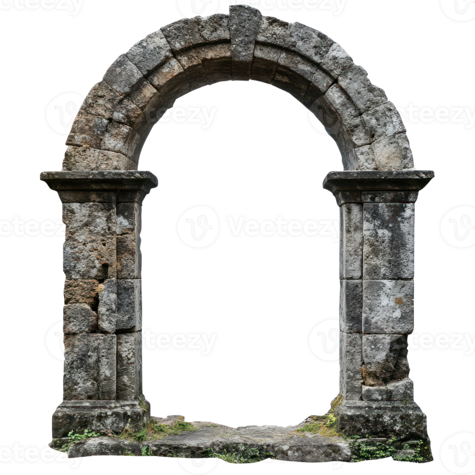 Ancient stone archway surrounded by greenery showcases architectural beauty from a bygone era in nature png