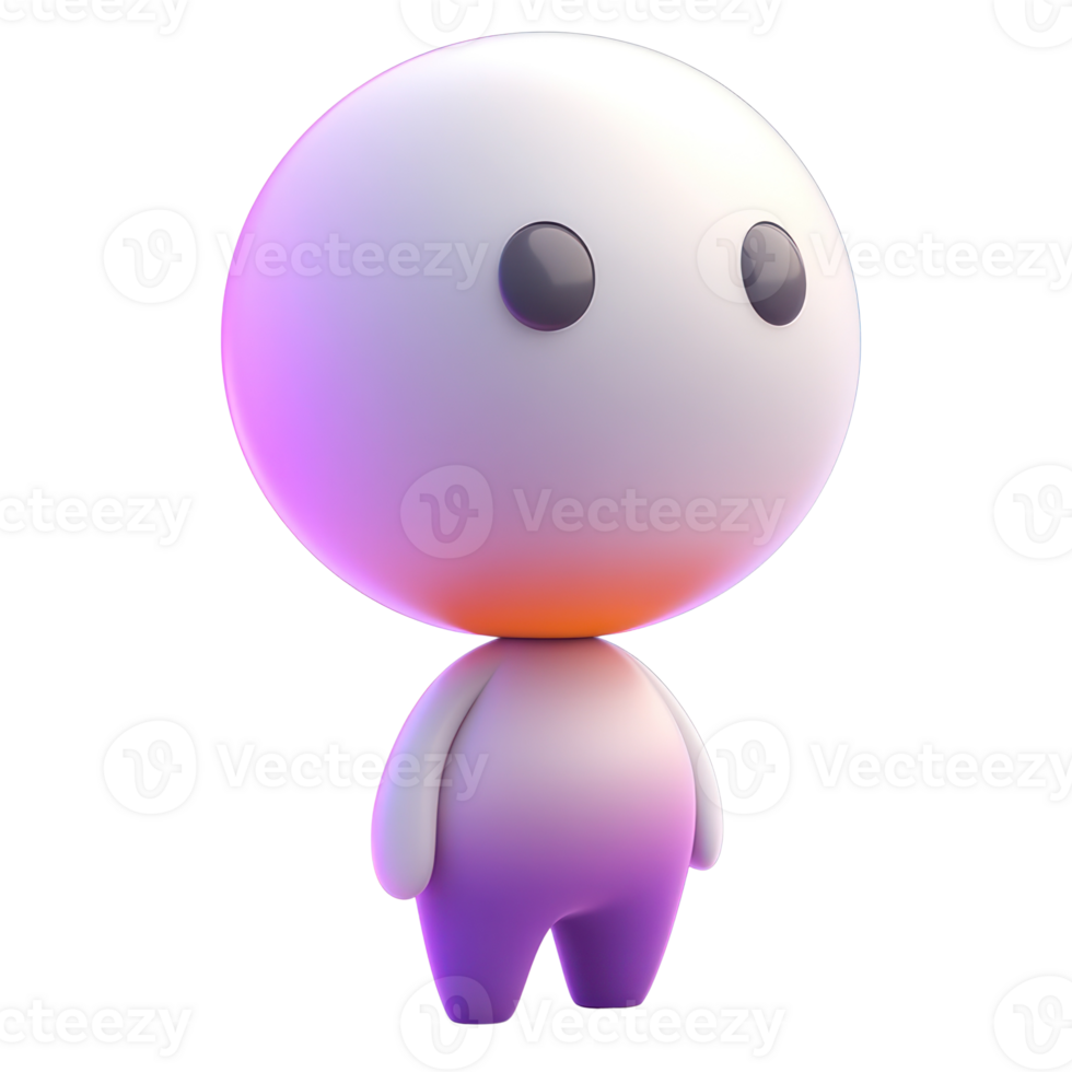 Cute isolated character with a gradient design standing upright in a minimalist style png