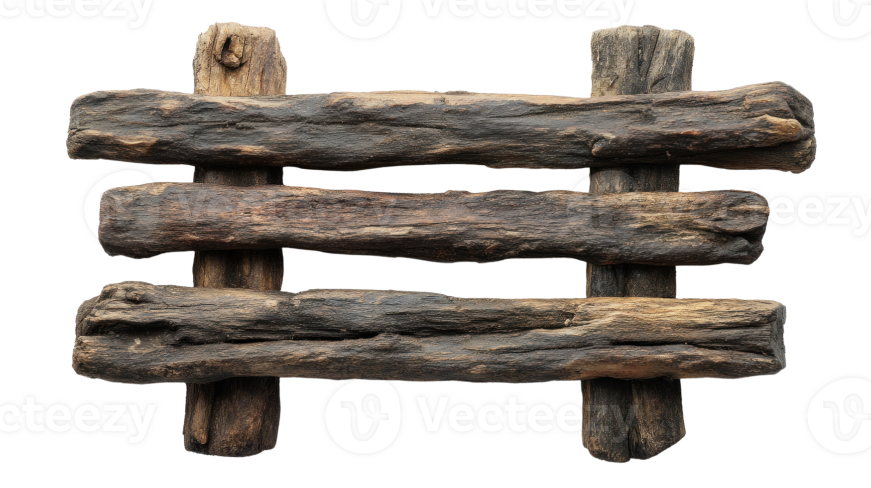 Rustic wooden fence panel isolated on white background ideal for various design projects and decorations png
