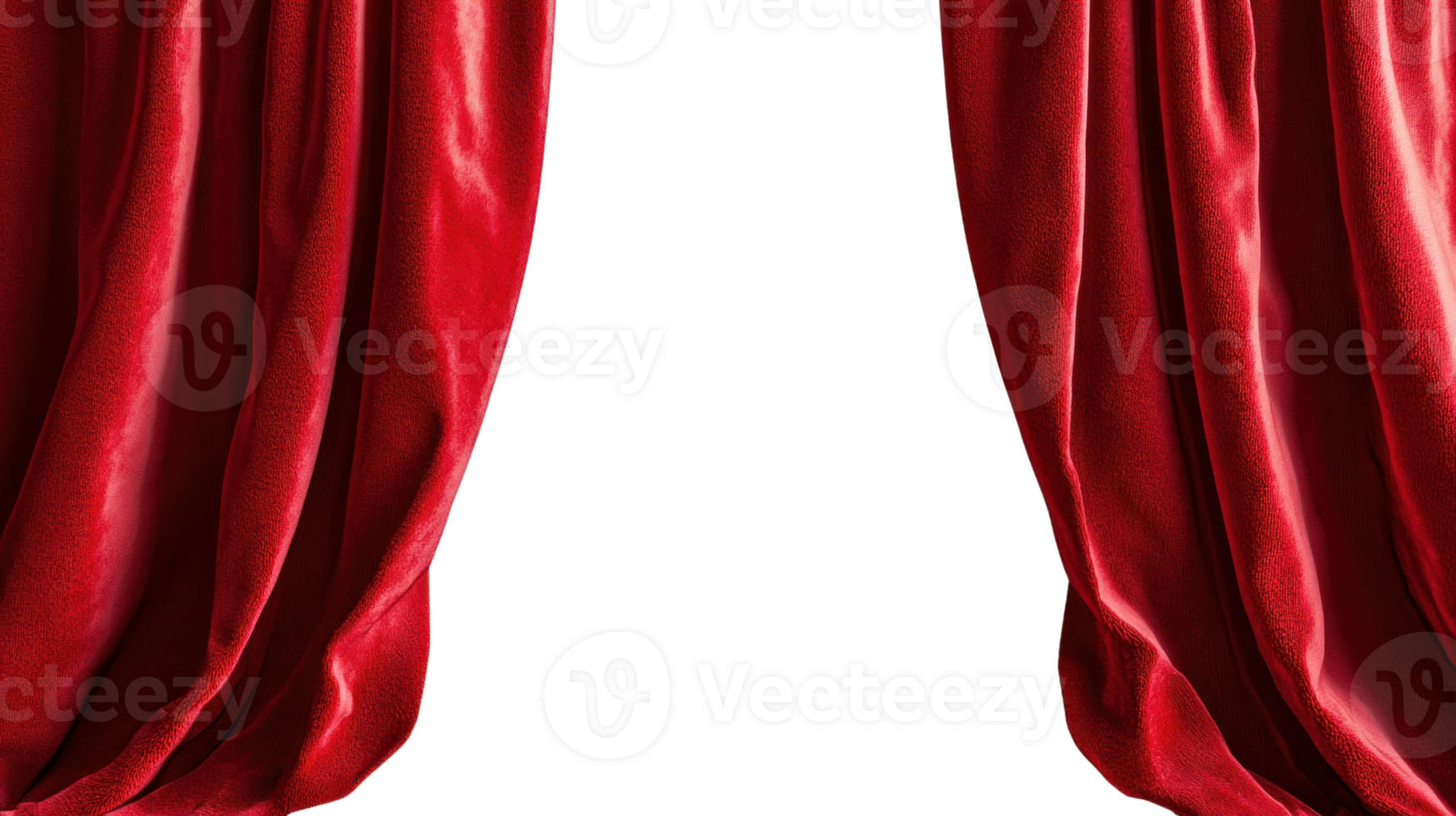 Elegant red curtains ready for a performance or presentation in a theater setting png
