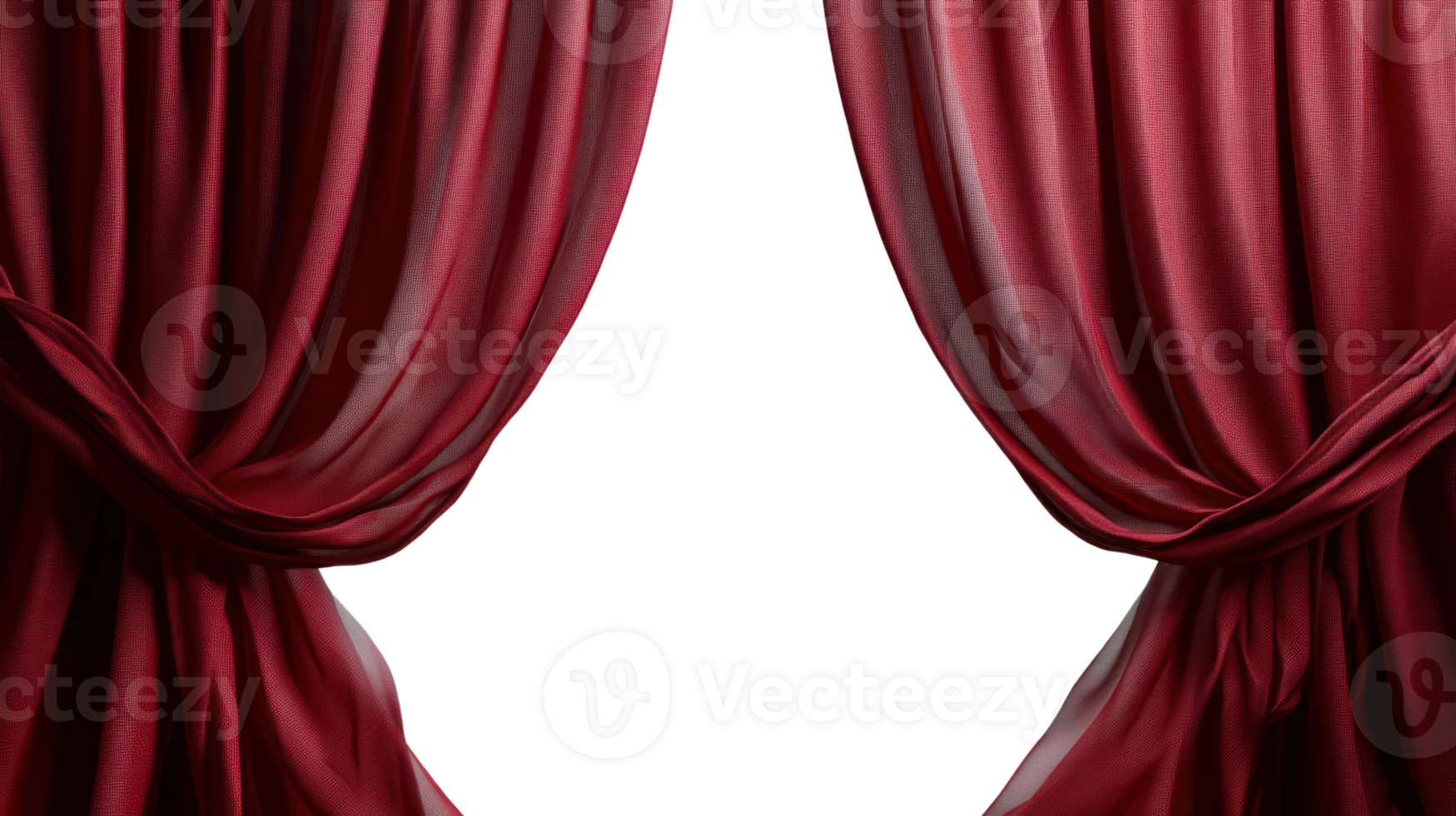 Elegant red curtains framing a blank space for showcasing performances or presentations png