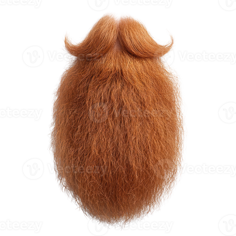 Curly orange beard with unique styling viewed from the back on a neutral background png