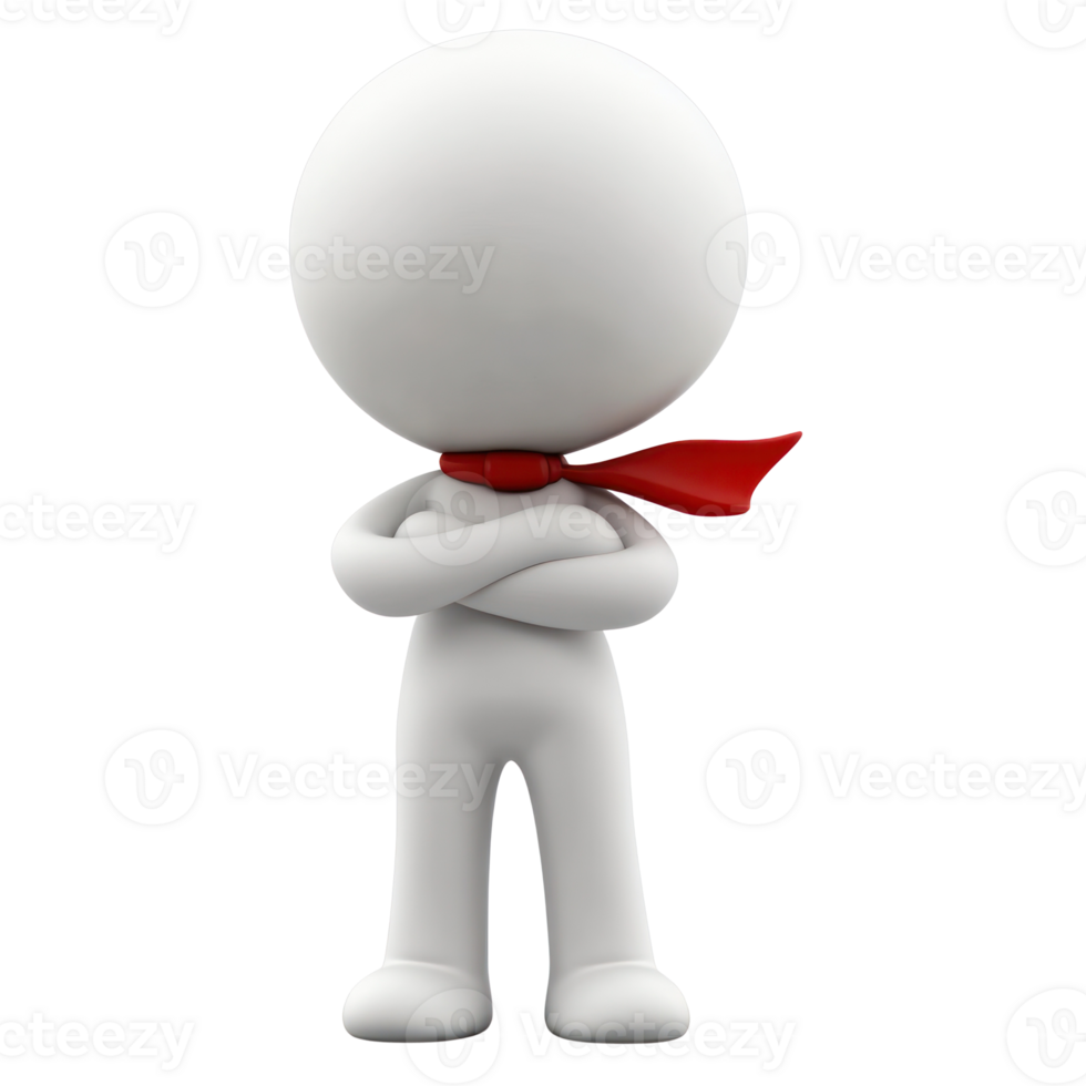 Isolated 3D character standing confidently with red scarf in a neutral pose png