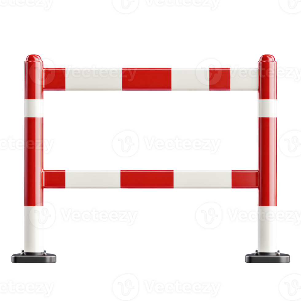 Barrier with red and white stripes standing isolated against a plain background png