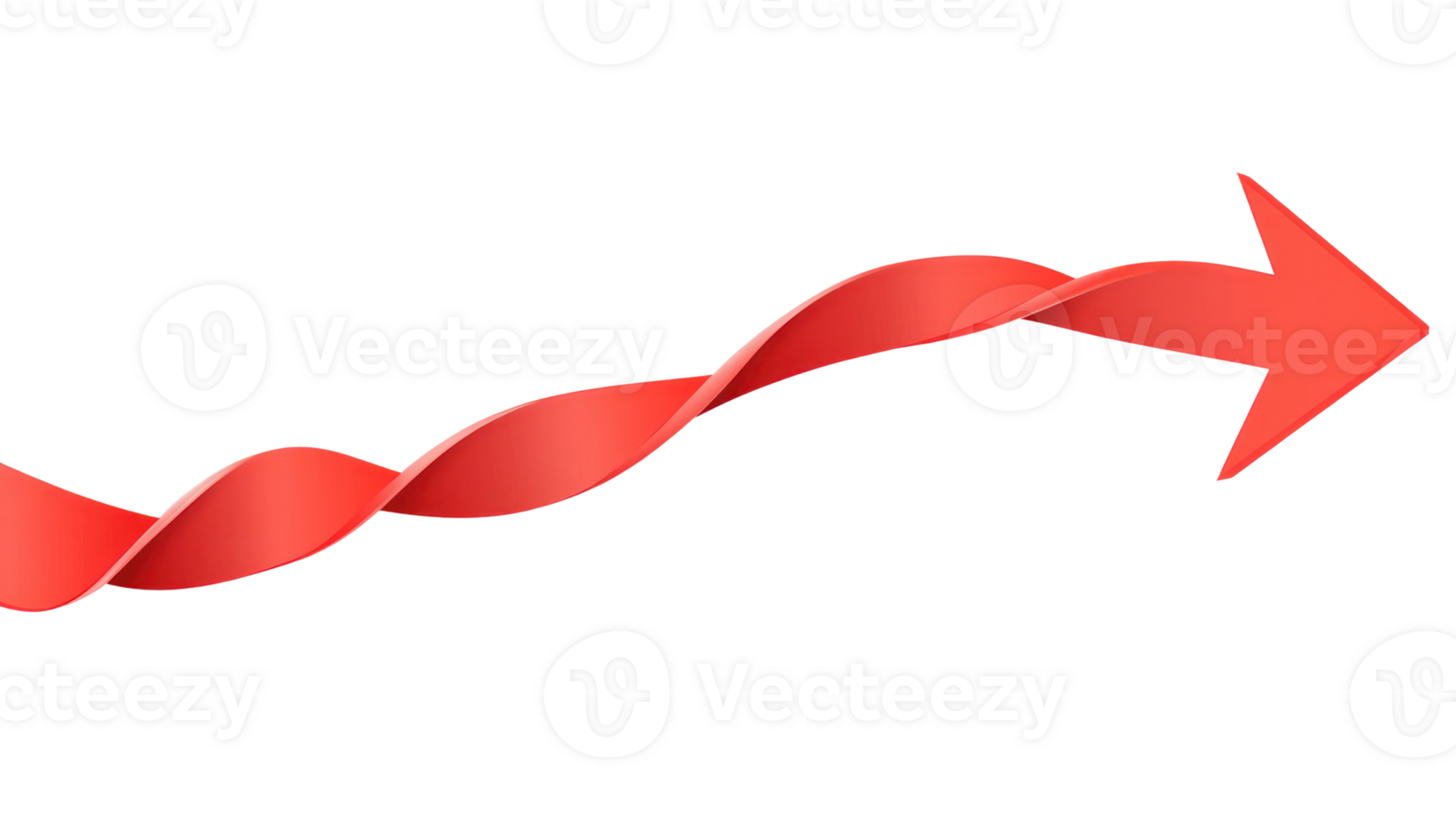 Twisted red ribbon with arrow shape symbolizing direction and movement in a creative design png