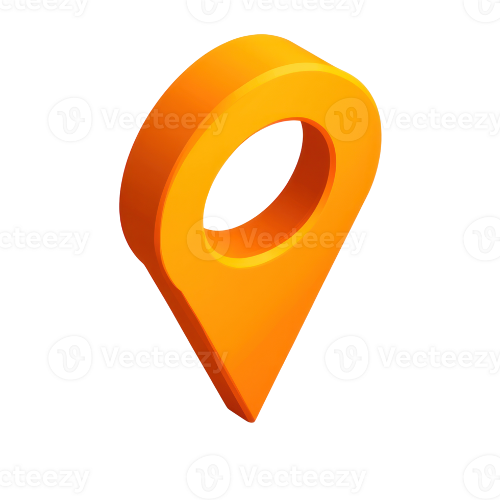 Orange location pin icon for maps and navigation applications displayed in isolated view png