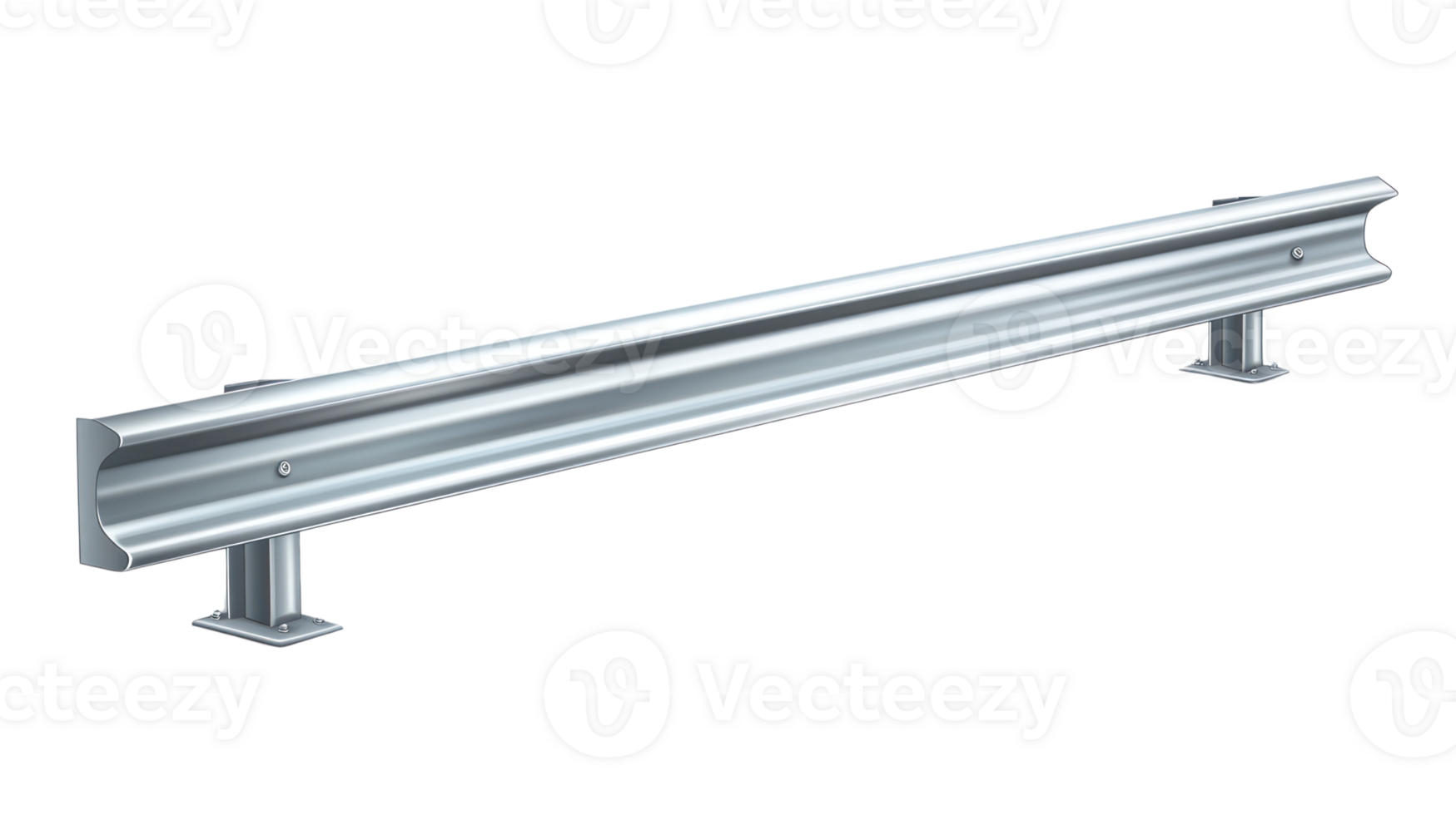 Metal guardrail section designed for roadside safety and protection from hazards png