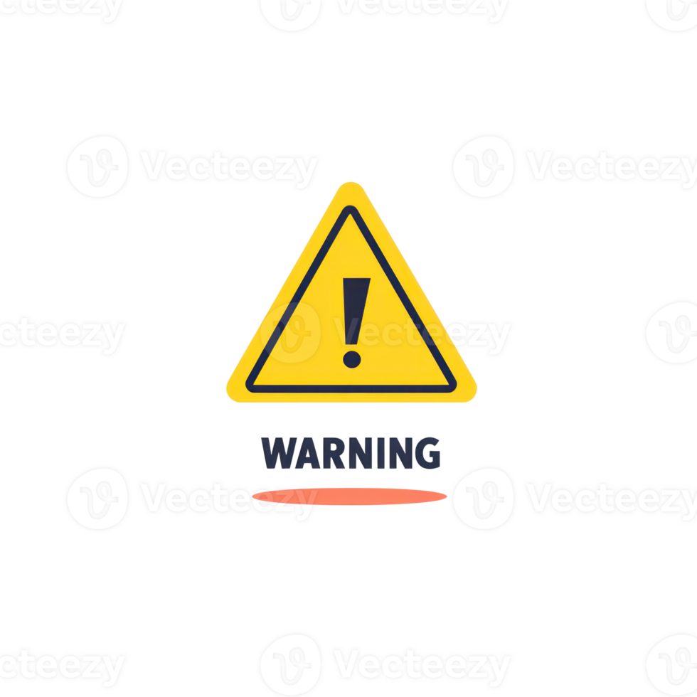 Warning sign symbol with exclamation mark in yellow triangle shape for alerting safety issues png