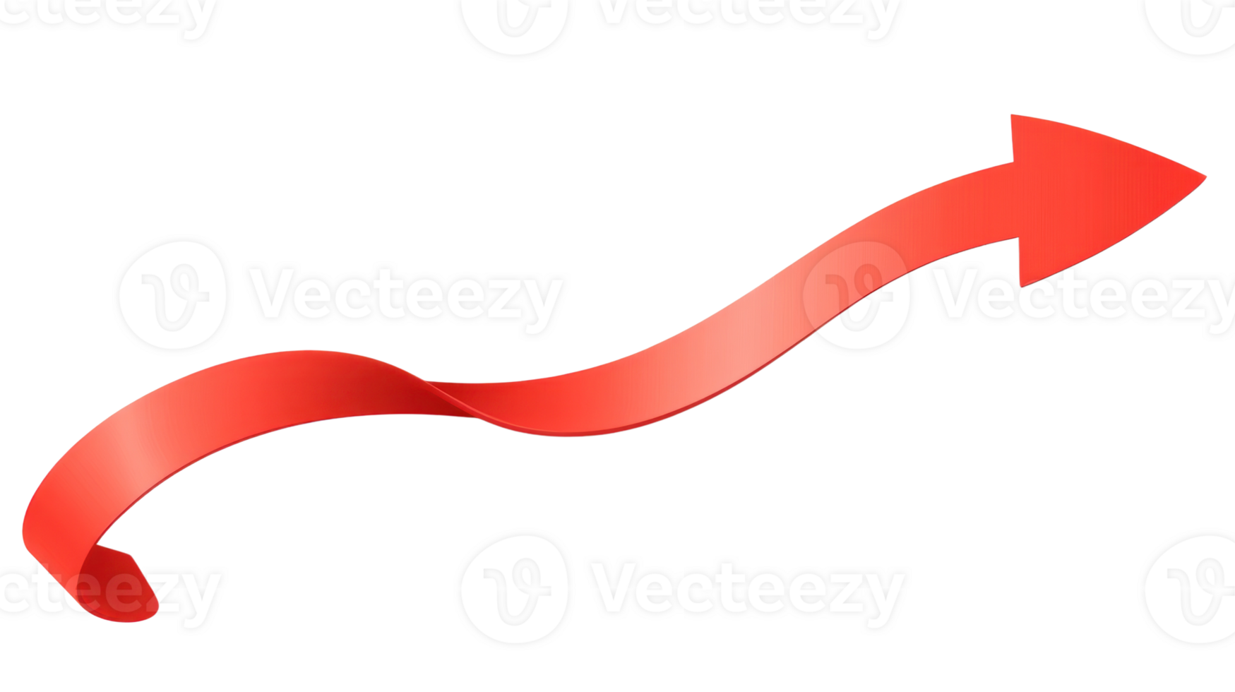 Curved red arrow pointing to the right, representing direction in a creative design png