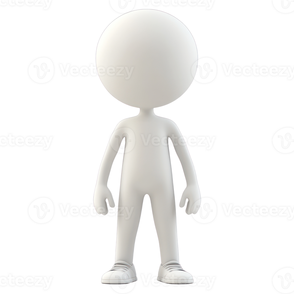 Empty character figure standing upright with no facial features and simple design png
