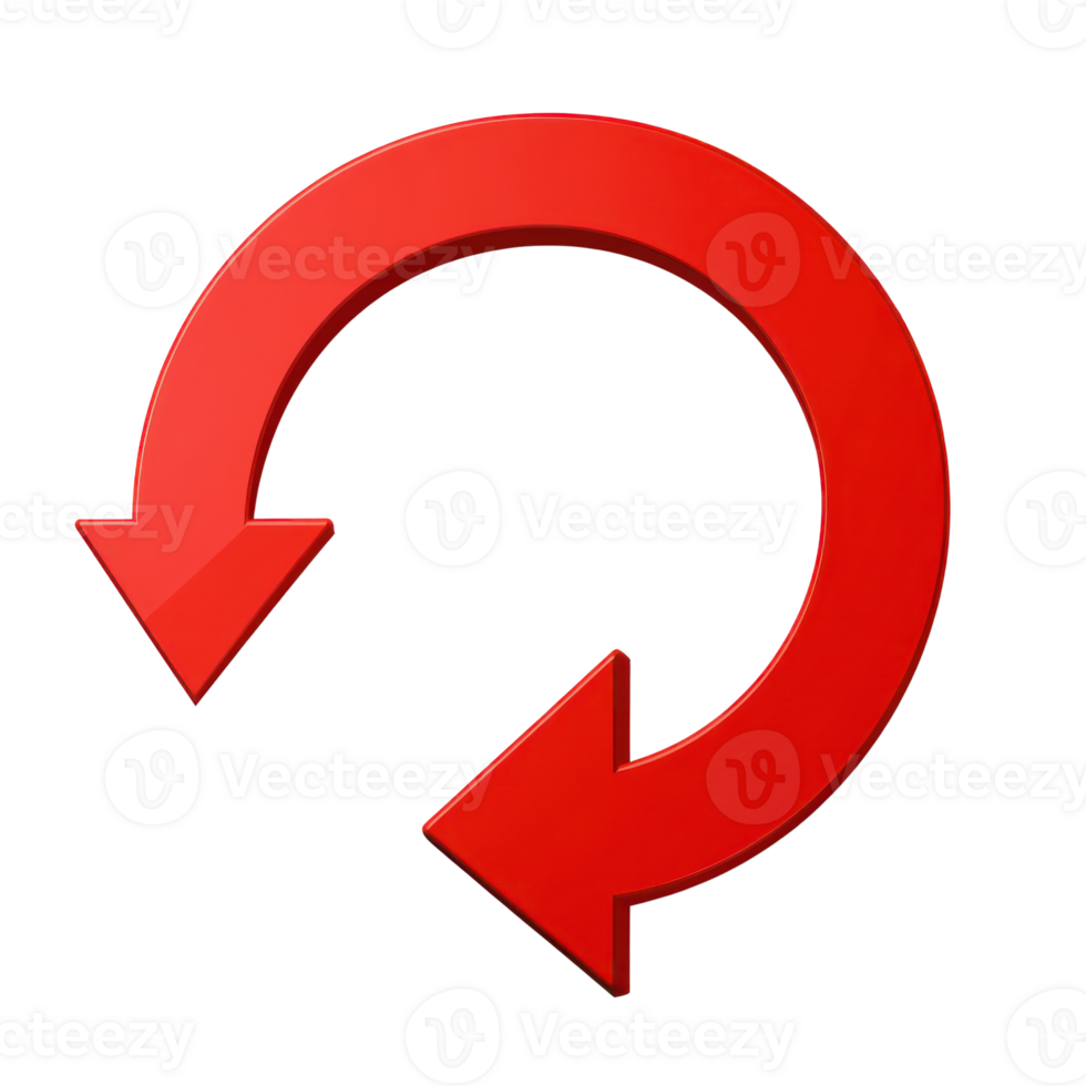 Red circular arrow indicating movement in a clockwise direction with two arrows pointing downwards png