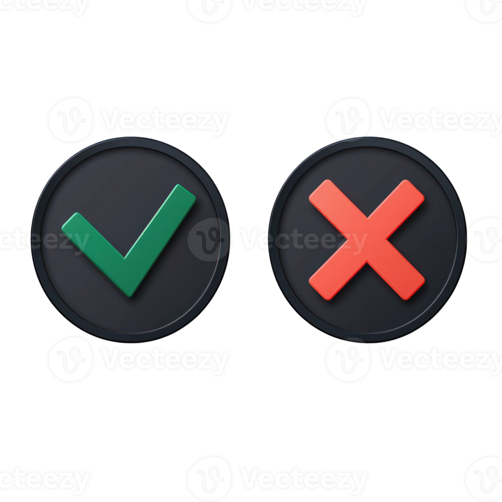 Symbols representing agreement and disagreement in a minimalistic design suitable for various contexts png