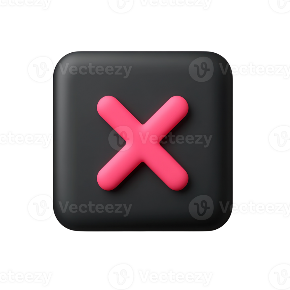 Pink cross on a black background signals closing or rejecting elements in a user interface png