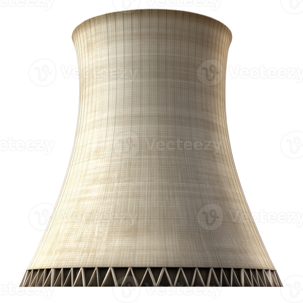Cooling tower structure in an industrial area during daylight hours with clear blue skies png