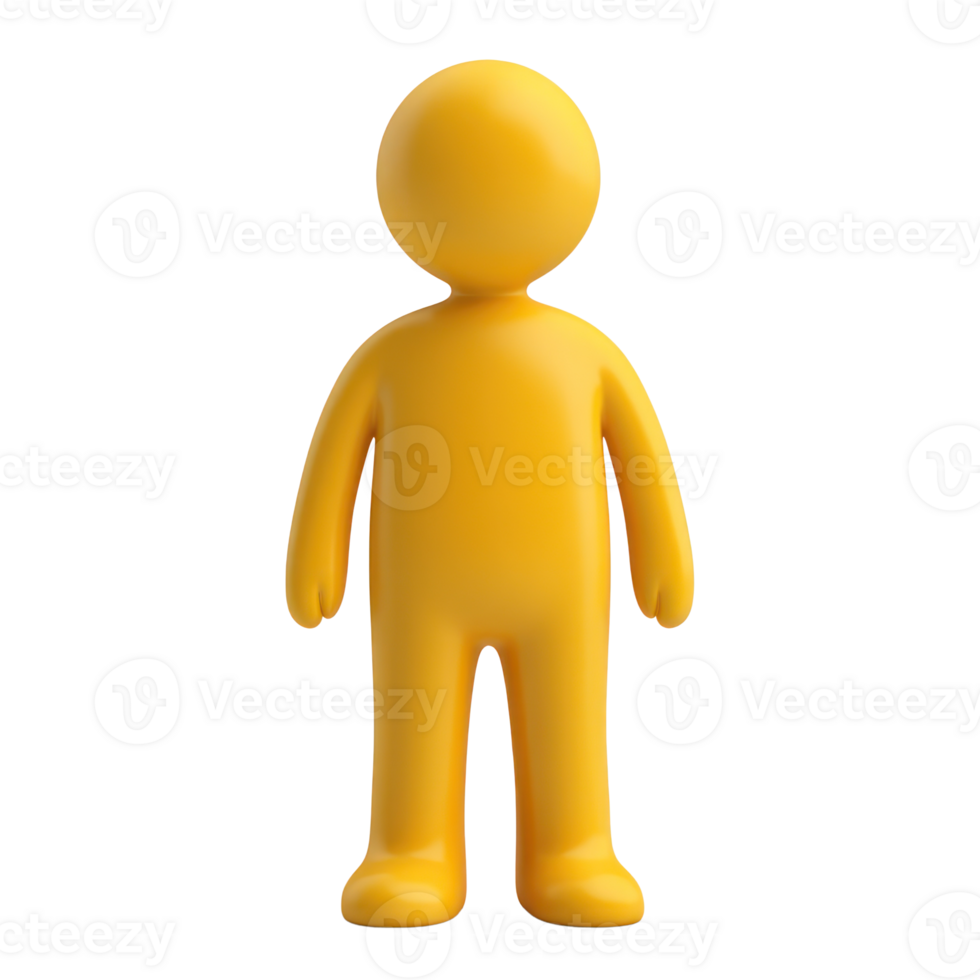 Bright yellow figure representing a simplified human form with smooth surfaces and rounded features png