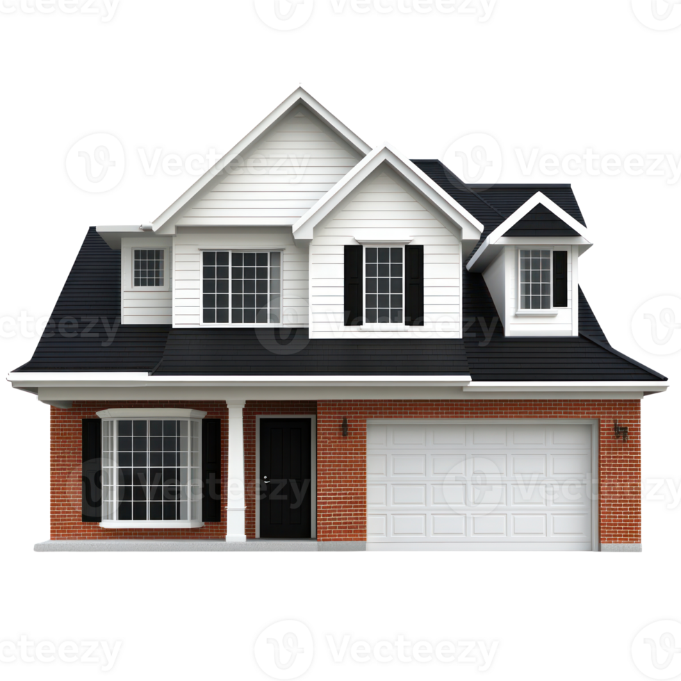 Contemporary two story house with brick and siding facade designed for modern living png