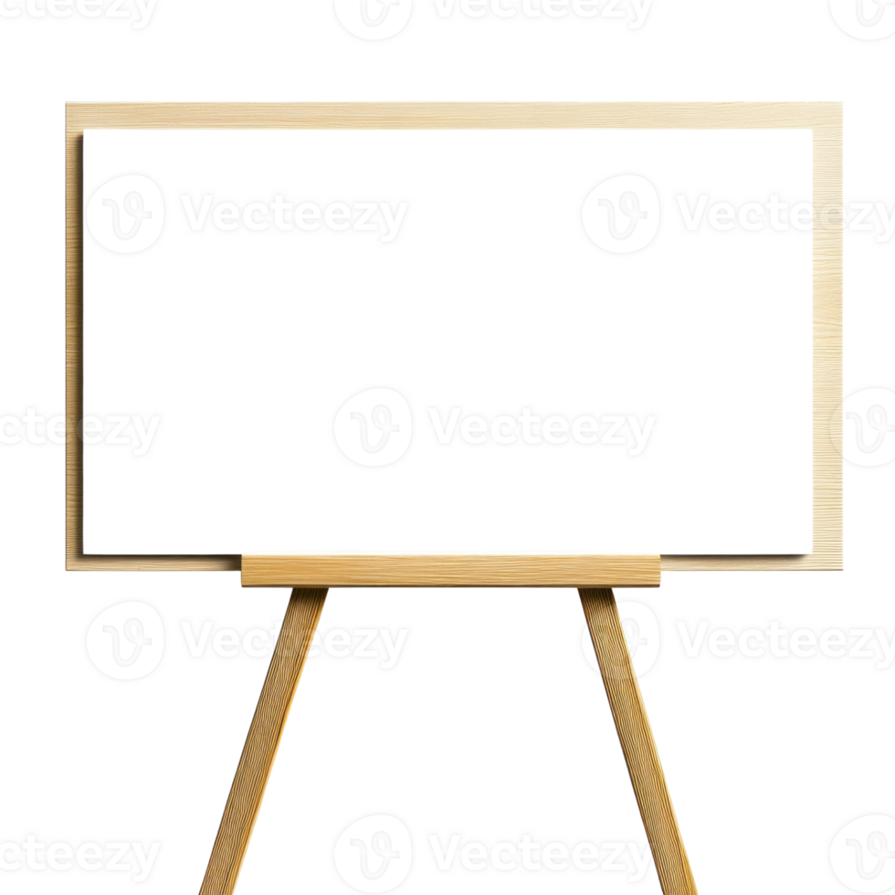 Blank wooden easel with a white canvas set against a plain background for creative design png
