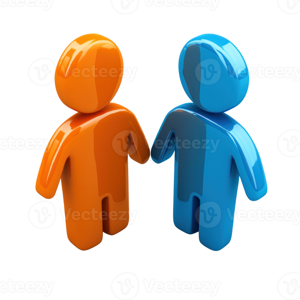 Two colorful figures standing together on a white background, symbolizing friendship and connection png
