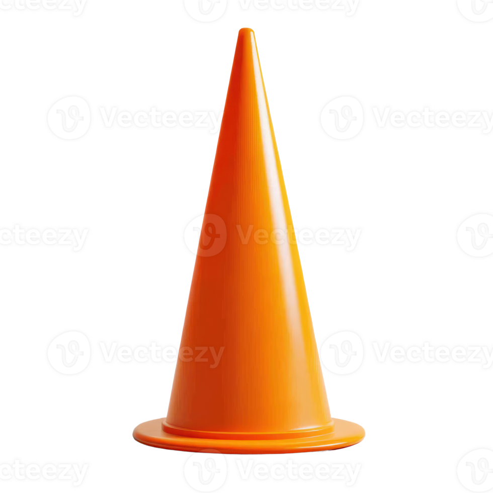 Bright orange traffic cone isolated on white background for construction and safety purposes png