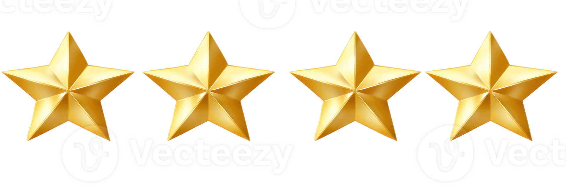 Four gold stars representing high quality and excellence in various achievements and ratings png
