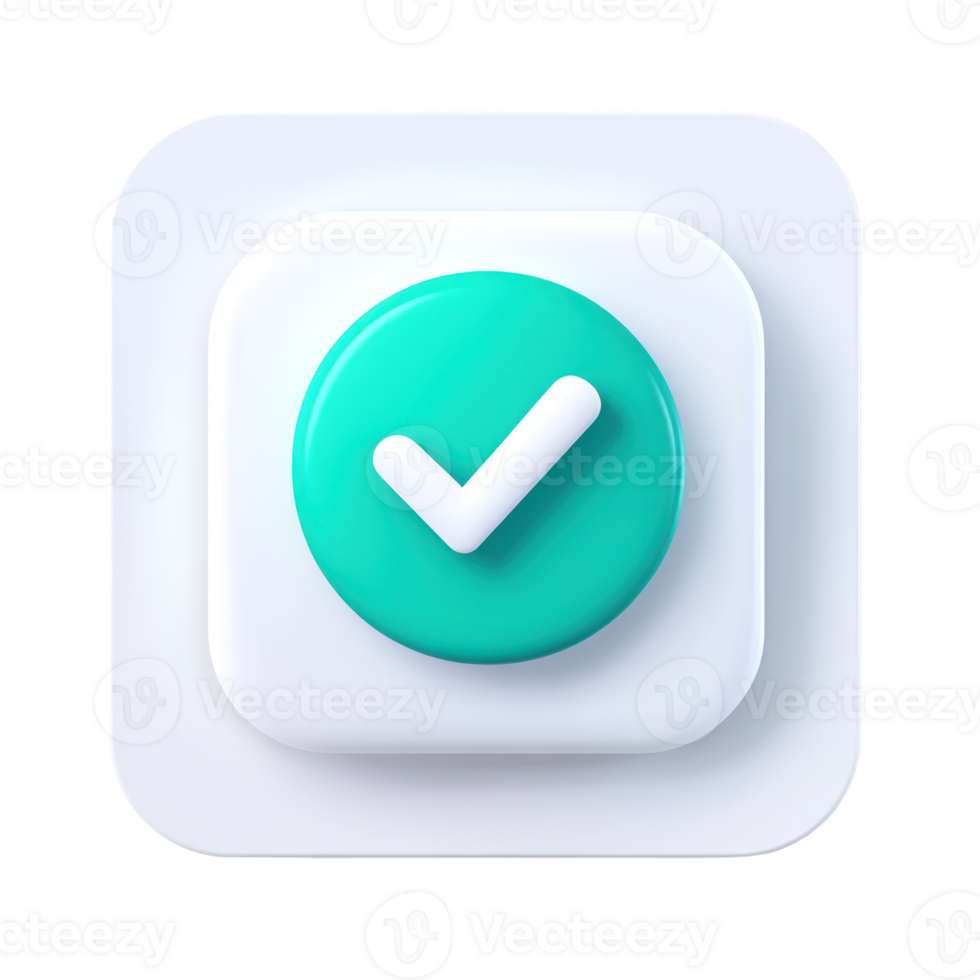 Checkmark button icon design isolated on solid background for application interface elements png