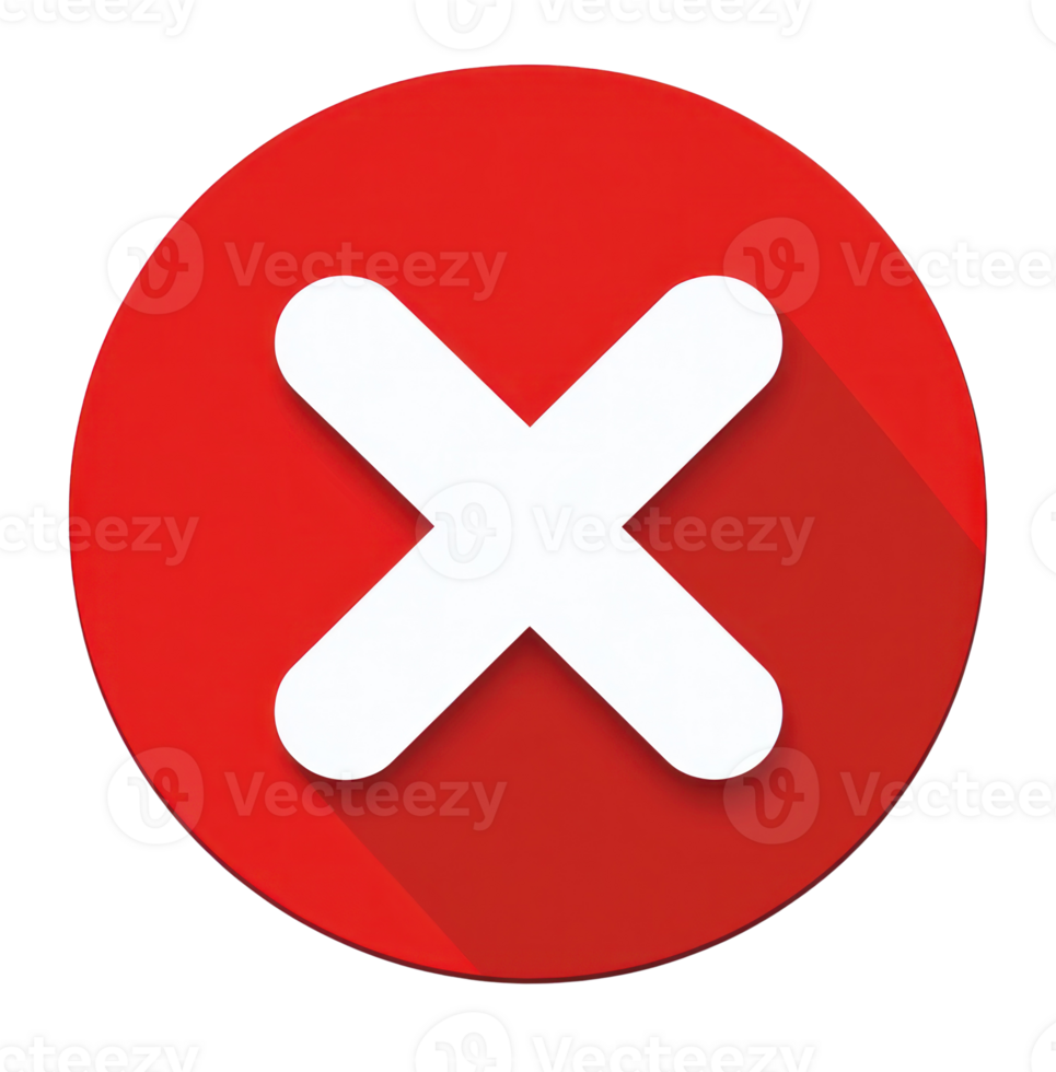 Red circle with white cross symbol signifies cancel or remove action in digital contexts png