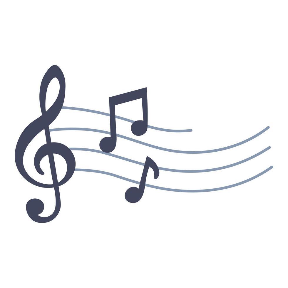 Musical notes on staff with treble clef. Melody symbol illustration. Music notes icon for song and composition. vector