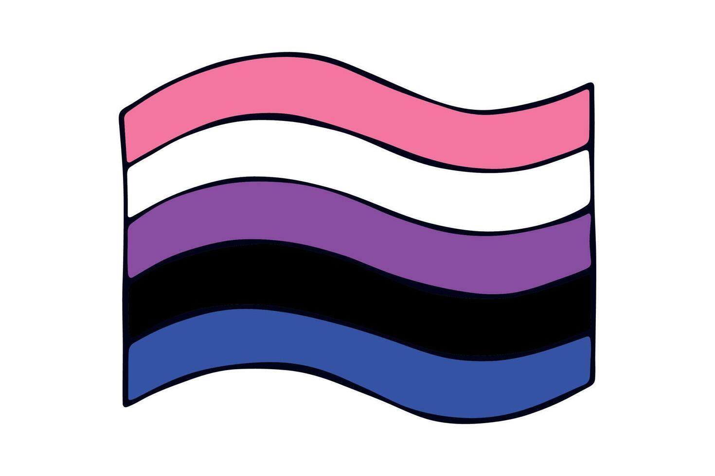 LGBTQIA Colorful Gender fluid pride flag Happy pride day LGBTQ community Pride Month hand drawn doodle for posters, stickers, logo, cards vector