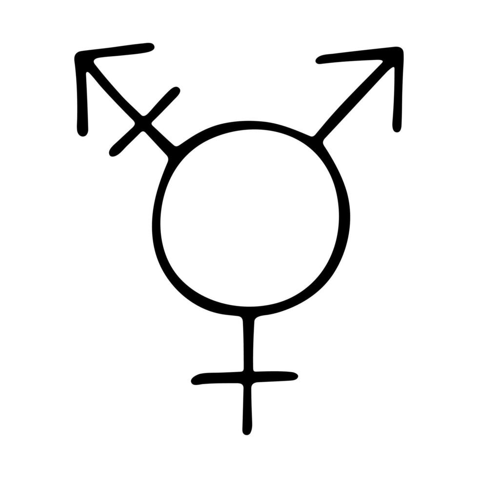 one LGBTQIA Hand drawn transgender gender identity icon Symbol used to represent sex and gender vector