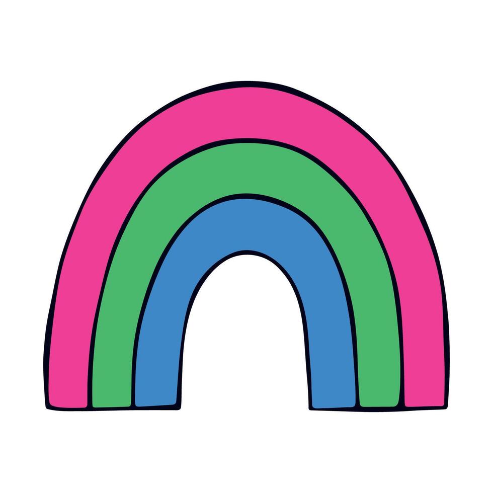 LGBTQIA Colorful rainbow shape Polysexual pride flag Happy pride day LGBTQ community Pride Month hand drawn doodle for posters, stickers, logo, cards vector