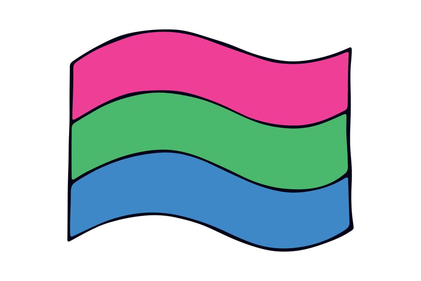 LGBTQIA Colorful Polysexual pride flag Happy pride day LGBTQ community Pride Month hand drawn doodle for posters, stickers, logo, cards vector