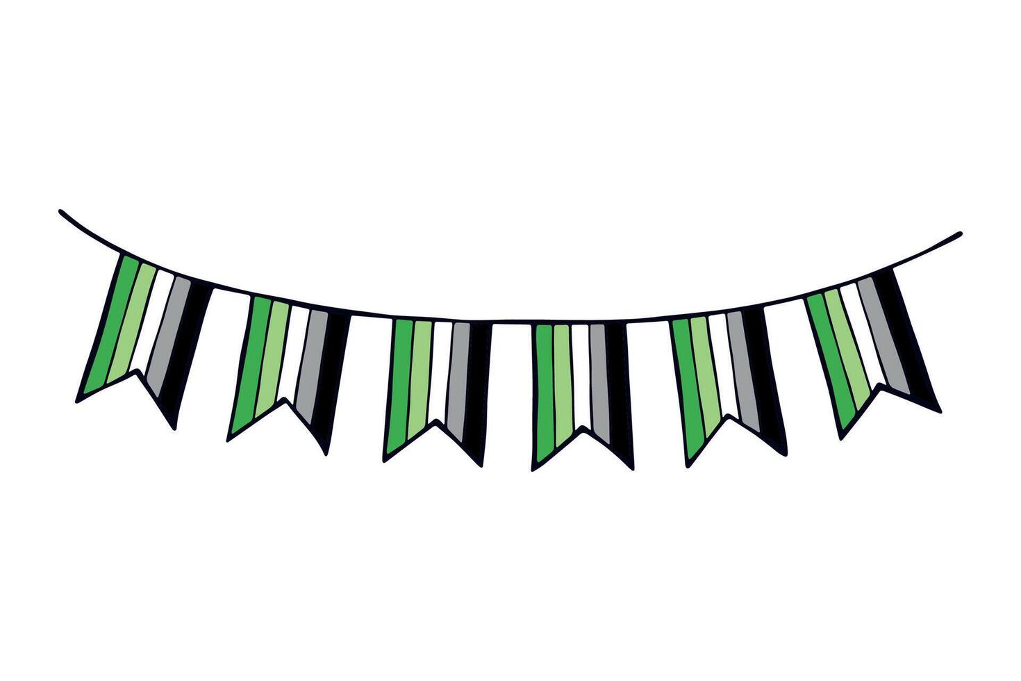 LGBTQIA Colorful garland Aromantic pride flag Happy pride day LGBTQ community Pride Month hand drawn doodle for posters, stickers, logo, cards vector