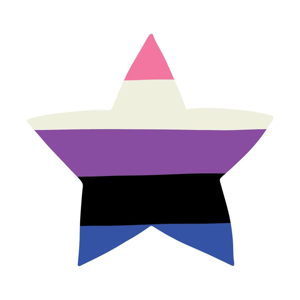 LGBTQIA Colorful star shape Gender fluid pride flag Happy pride day LGBTQ community Pride Month hand drawn doodle for posters, stickers, logo, cards vector