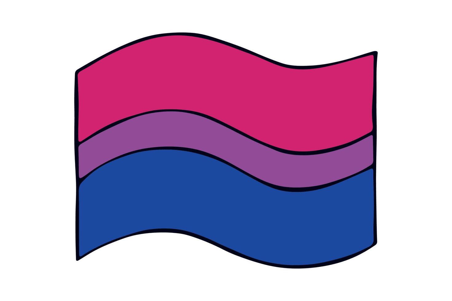 LGBTQIA Colorful Bisexual pride flag Happy pride day LGBTQ community Pride Month hand drawn doodle for posters, stickers, logo, cards vector