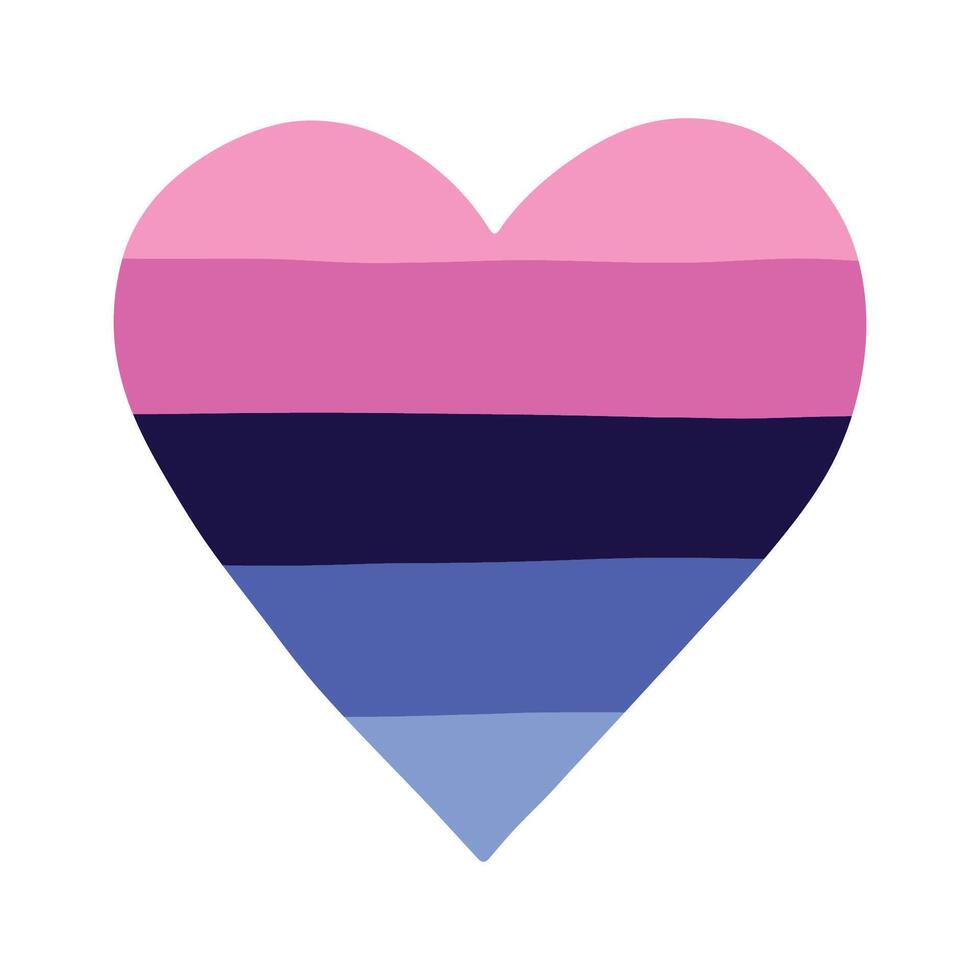 LGBTQIA Colorful heart shape Omnisexual pride flag Happy pride day LGBTQ community Pride Month hand drawn doodle for posters, stickers, logo, cards vector