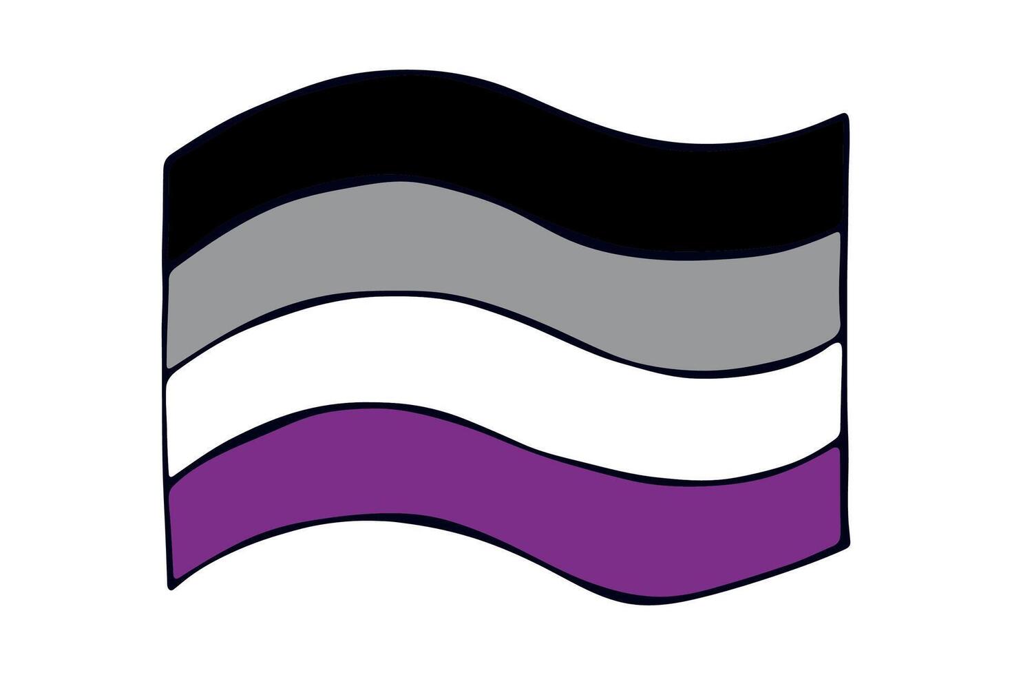 LGBTQIA Colorful Asexual pride flag Happy pride day LGBTQ community Pride Month hand drawn doodle for posters, stickers, logo, cards vector