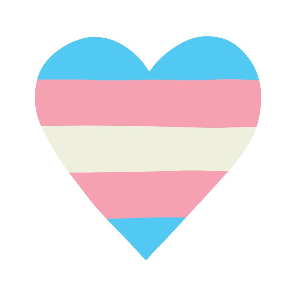 LGBTQIA Colorful heart shape Transgender pride flag Happy pride day LGBTQ community Pride Month hand drawn doodle for posters, stickers, logo, cards vector