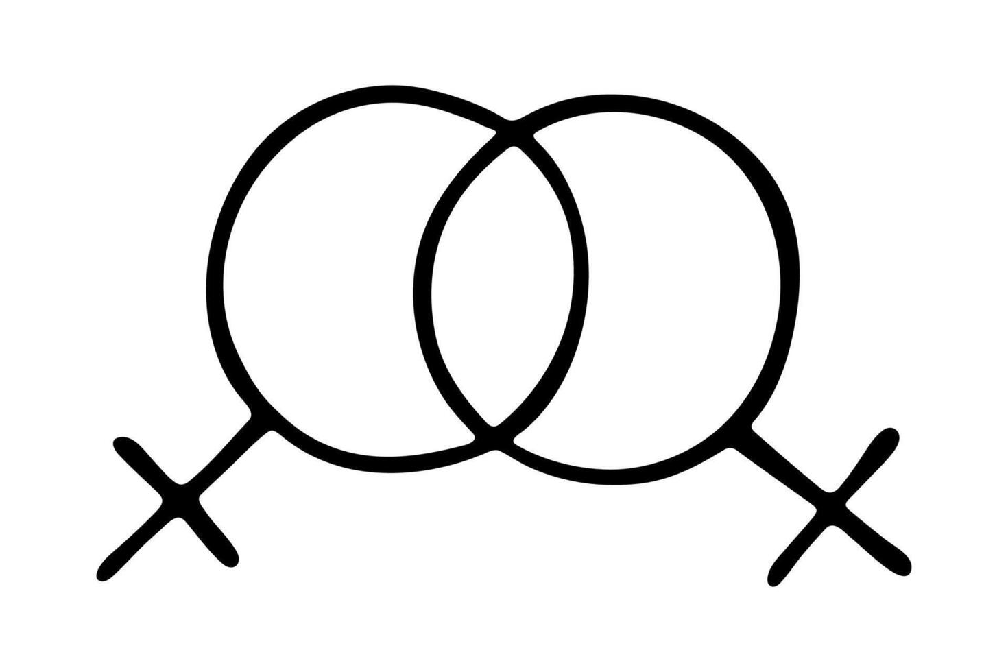 one LGBTQIA Hand drawn lesbian gender identity icon Symbol used to represent sex and gender vector