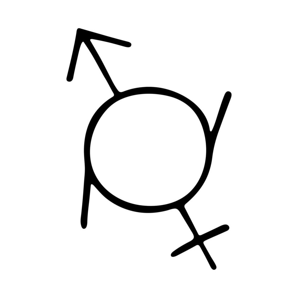 one Hand drawn genderfluid female and male gender identity icon Symbol used to represent sex and gender vector