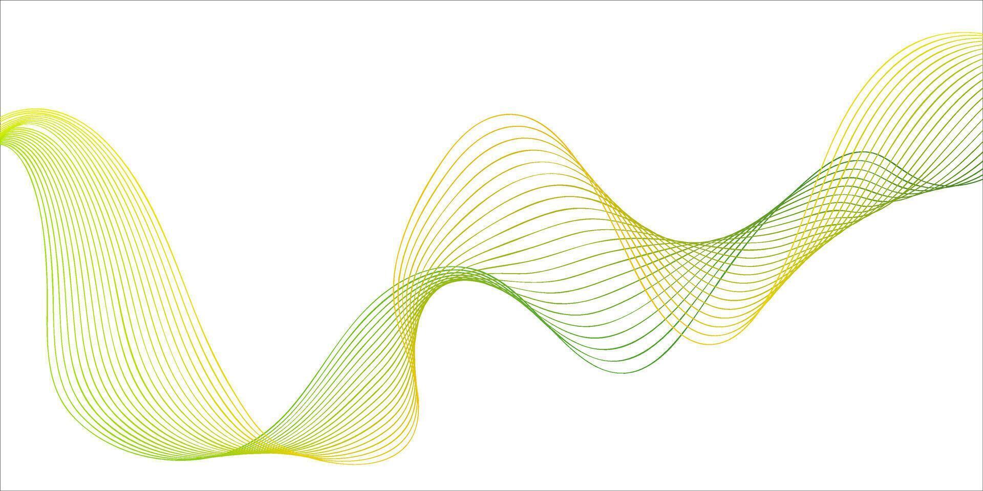 Creative wave design displaying flowing lines in green and yellow colors on a white background vector