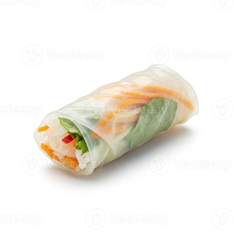 Transparent Vietnamese Fresh Spring Roll on White photo