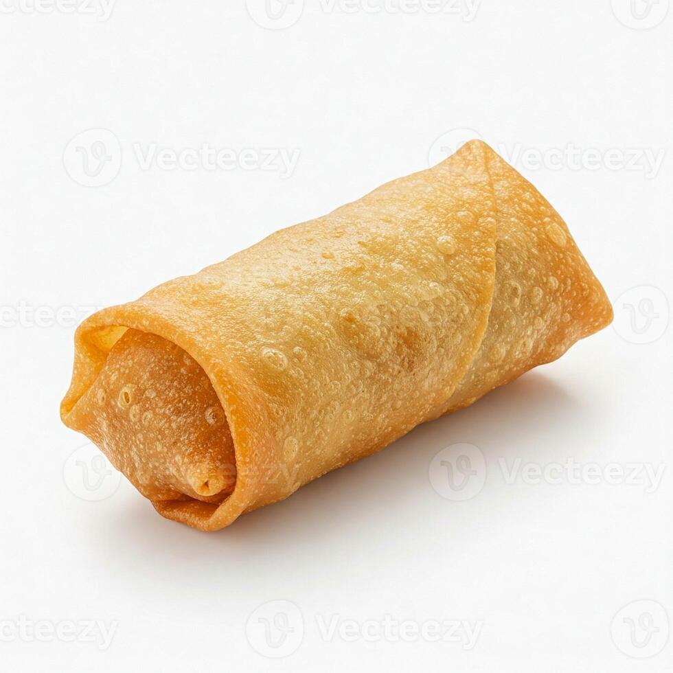 Golden-Fried Crispy Egg Roll Isolated on White photo