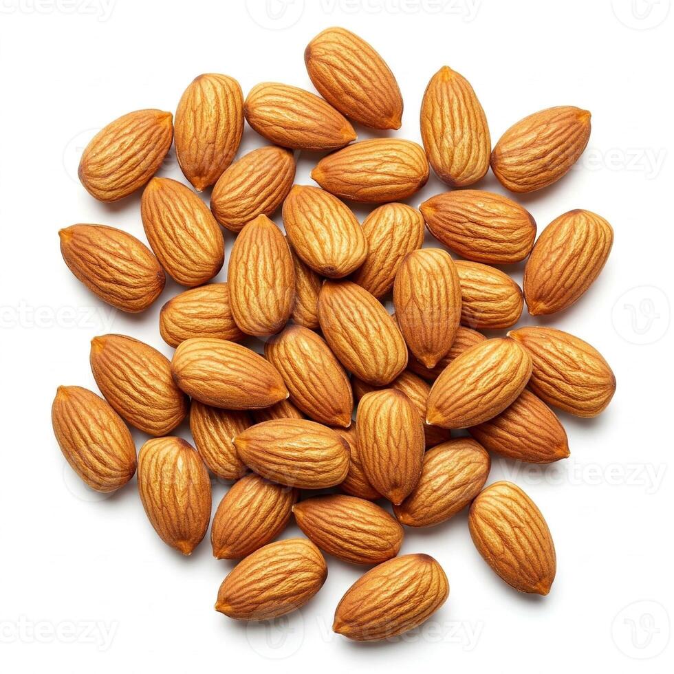 Raw Whole Almond Nuts Pile on White photo