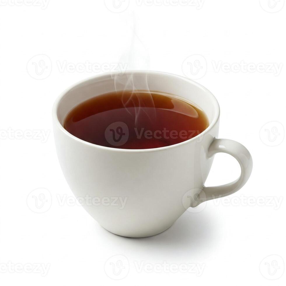 Steaming Hot Black Tea in White Ceramic Mug photo