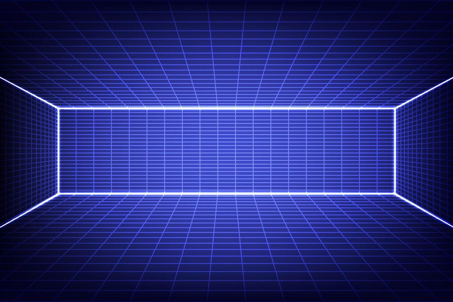 Metaverse Wireframe Room on the blue color background vector