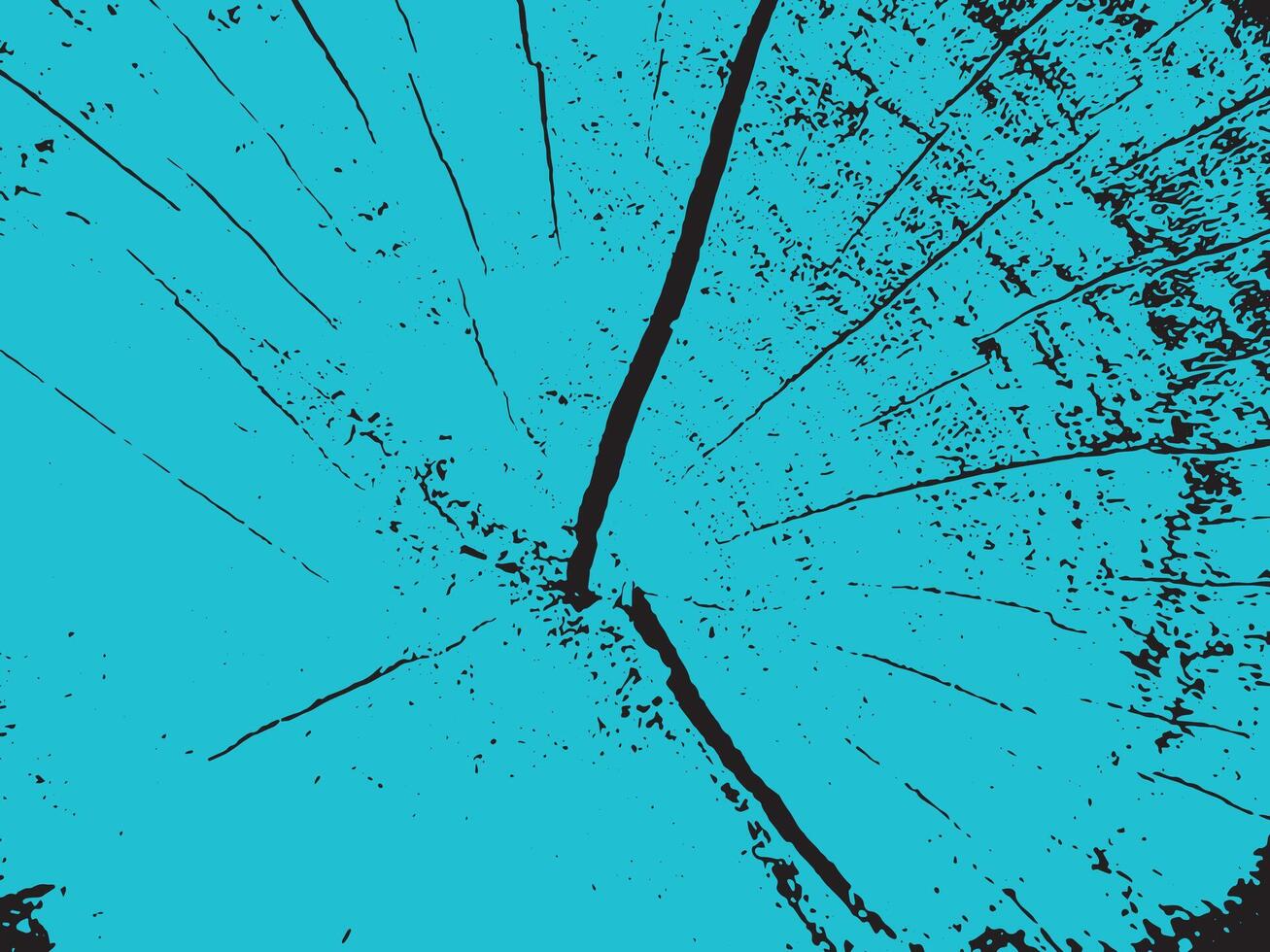 Abstract cyan and black wood grain texture with jagged lines and speckles silhouette vector