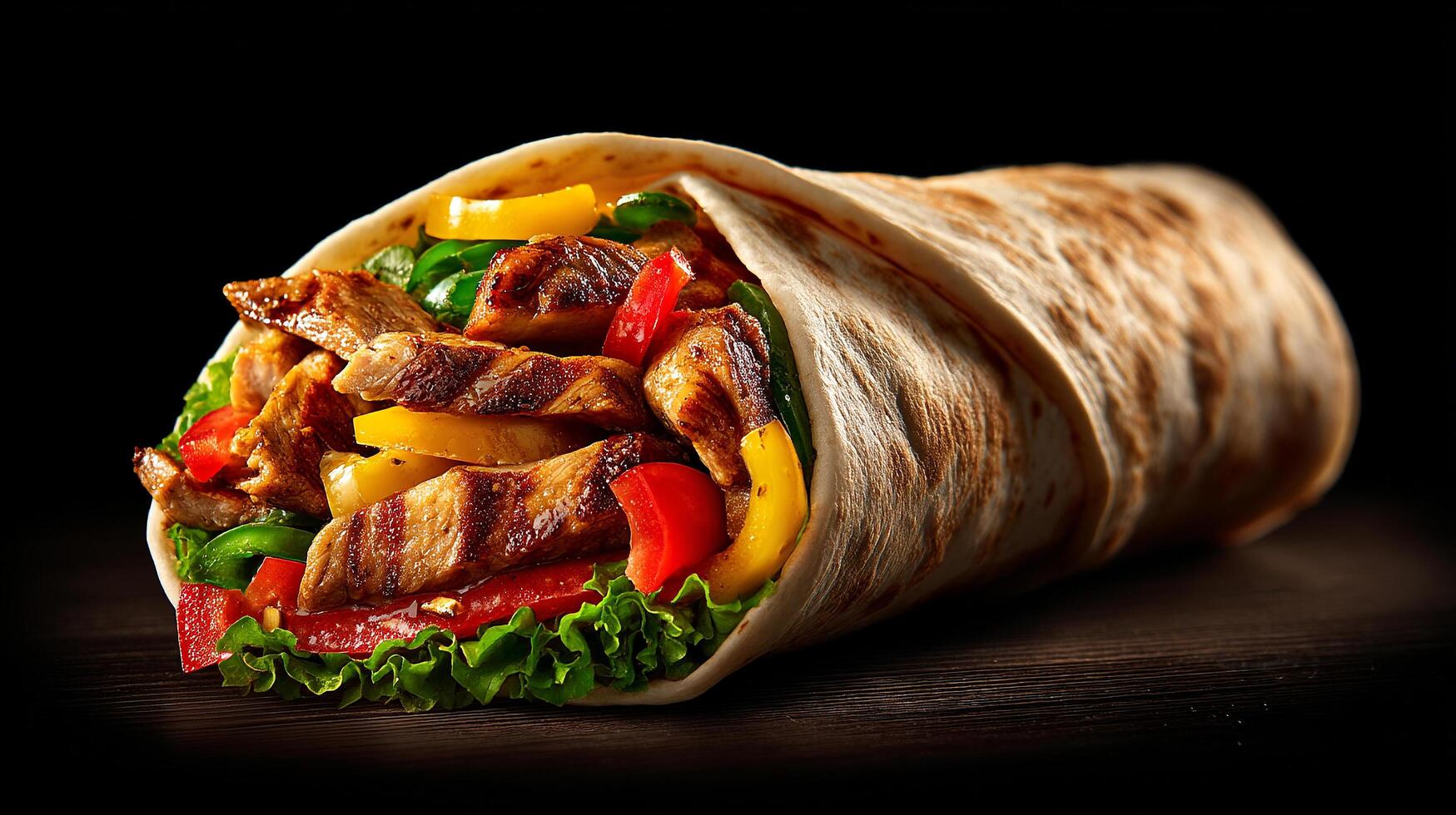 Authentic food image of shawarma roll photo
