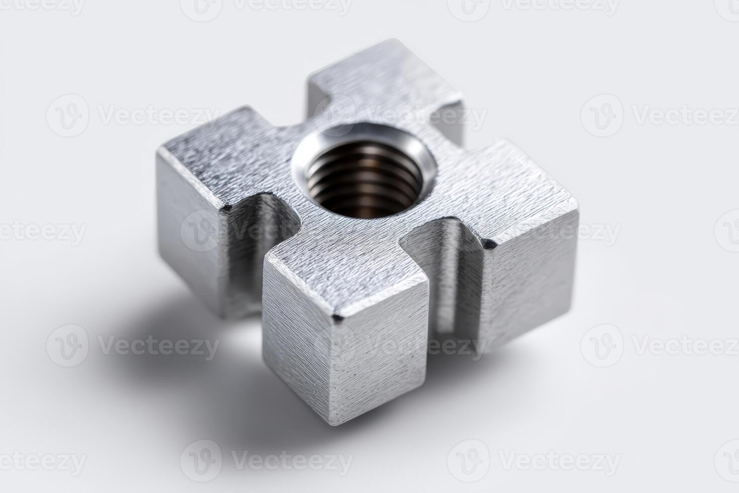 Steel connector part levitates in the studio photo