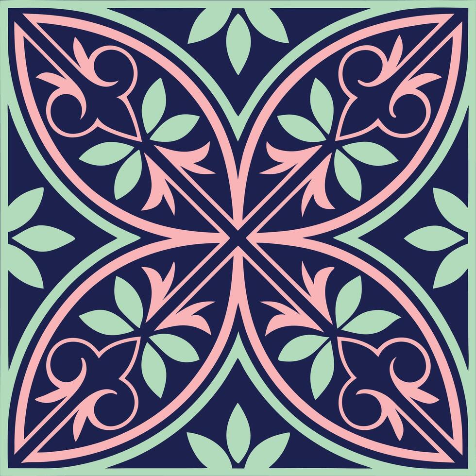 A square pattern with pink and blue flowers vector