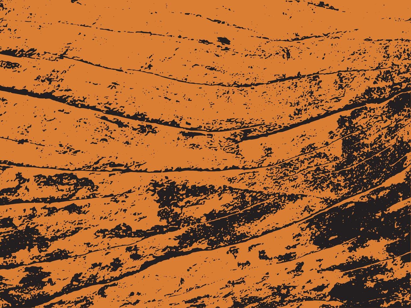 Abstract textured background with horizontal lines and distressed black shapes on an orange backdrop silhouette vector